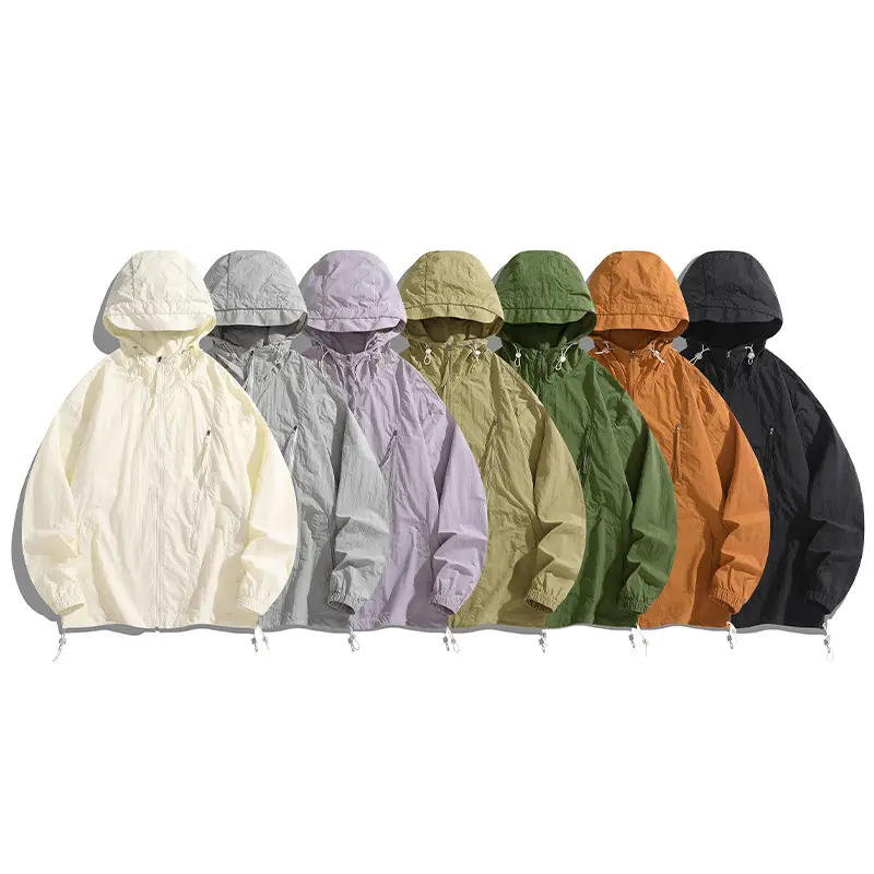 Wholesale spring and summer sunscreen coat couples cool hooded UV prevention quick drying outdoor sports clothes tops