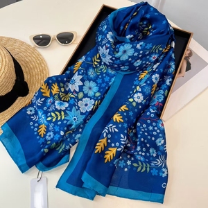 90*180cm Women Floral Shawl Designer Luxury Long Silk Scarf Shawl Travel Trending Shawls and Scarves - Product Image 3