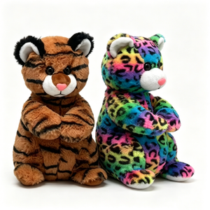Peluche personalizado con estampado de leopardo arcoíris, par de peluches con estampado animal, set de peluches de tigre y leopardo, peluche de tigre marrón - Product Image 2