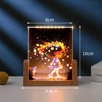 Lampe de nuit LED 3D en forme de U, cadre photo, base en bois, lumière LED, impression UV sur cristal, lampe de nuit pour chambre à coucher, salon
