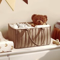 Organisateur de couches en coton grande capacité de 15 pouces, panier de rangement pliable pour voiture et voyage