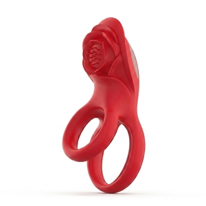 Cincin Getar Silikon Rose Toy, Stimulator Klitoris dengan Remote Control, Desain Ergonomis, Cincin Ganda untuk Pria - Product Image 1