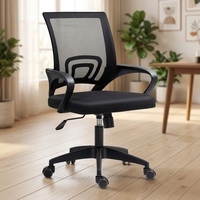 Chaise de bureau en maille pour personnel, chaise pivotante réglable en hauteur avec accoudoirs pour la maison et le bureau