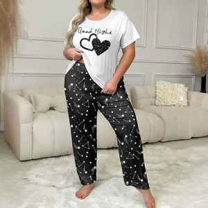 Conjunto de Pijamas Personalizados para Mujer Talla Grande 5XL, Ropa de Dormir Suave para Mujer, Manga Corta, Pantalones Largos, Ropa de Casa, Ropa de Dormir para Mujer Gordita - Product Image 1