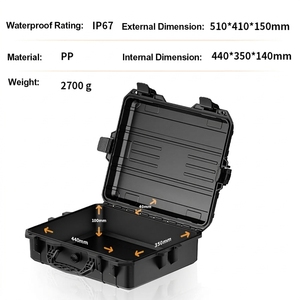 Étui rigide imperméable en PP noir pour outils 51x41x15 cm, étui de transport et de protection, logo personnalisé - Product Image 2