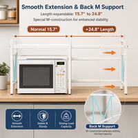 Support de four à micro-ondes extensible blanc en acier au carbone avec porte-couteaux et planche à découper pour comptoir de cuisine, personnalisable OEM