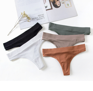 H-1032 Ropa Interior de Algodón Nueva de Fábrica, Bragas de Color Sólido para Mujer, Bragas Sin Costuras, Tanga # 0323 - Product Image 3