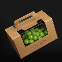 Boîte d'emballage en papier kraft avec fenêtre pour raisin, boîte en carton transparente à main pour cantaloup, boîte cadeau pour fruits alimentaires