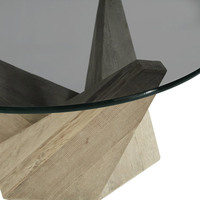 Table basse de luxe antique en bois avec plateau rond en verre, délicate et durable, pour salon contemporain européen