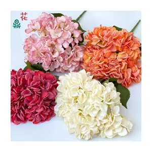 Hortênsia comercial de cinco cabeças encaracolado, arranjo de flores Chen de seda para decoração de paisagens, flores artificiais para decoração de casa
