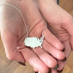 Long Distance Necklace Friendship Handstamped Us Map Aluminum <strong>Usa</strong> Map Necklace Custom Long Distance Relationship <strong>Jewelry</strong> - Product Image 4