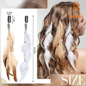 Barrettes à cheveux en plumes pour concerts en plein air, fêtes nuptiales, foires de la Renaissance - Clip à pression chic bohème - Product Image 5