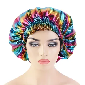 New Luxury Lady Love Laser Bonnet Cap Satin Linner Double Wear African Women Noble Turban Reversible Bonnet 455