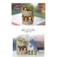 Arbre créatif trou pot de fleur micro-paysage succulent pot résine artisanat pièces de décoration de la maison