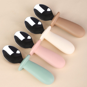 Juego de Cuchillo, Tenedor y Cuchara de Acero Inoxidable para Bebés, Mango de Silicona de Grado Alimenticio, Utensilios de Alimentación para 1-2 Años - Product Image 2