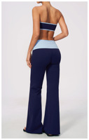 Ensemble 2 pièces pour femmes, haut sans bretelles, pantalon large taille haute, yoga, gym, fitness, vêtements de sport, ensemble de fitness