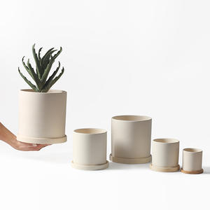 Nordique simple respirant en céramique végétarien intérieur vert romain pot de viande orchidée grande petite avec plateau - Product Image 1