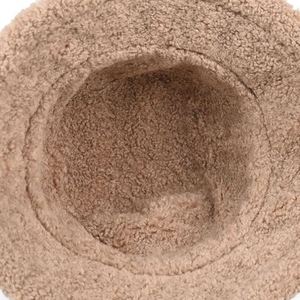 Winter Glabrous Black Pu Leather Fisherman <b>Hat</b> Vintage Japanese Lamb Wool <b>Warm</b> <b>Hat</b> Basin Bucket <b>Hat</b> - Product Image 4