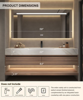 Meuble de salle de bain moderne 2026 en panneaux de bois résistants à l'eau, simple ou double, avec miroir LED et lavabo, idéal pour villas et appartements