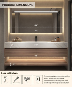 2025 Style Modern Water Resistant Wooden Panel Bath Cabinet Single Double Bathroom <strong>Vanities</strong> LED Mirror Sink for Villa Apartments - Product Image 2