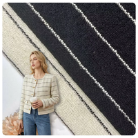 Tissu en tweed à rayures horizontales en mélange de laine pour veste ou manteau de femme style petite fragrance