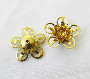 Latón <span class=keywords><strong>Doble</strong></span> Pétalo <span class=keywords><strong>Portulaca</strong></span> Grandiflora <span class=keywords><strong>Flor</strong></span> 19,5mm Filigrana Hallazgo - Product Image 3