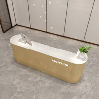 Barre lumineuse en acier inoxydable Arc, style luxe minimaliste moderne, pour comptoir de réception, rangement pour salon de beauté, magasin de vêtements, salon de coiffure, yoga