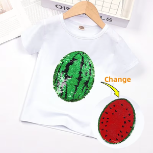 <span class=keywords><strong>T</strong></span>-<span class=keywords><strong>shirt</strong></span> pour enfants à sequins réversibles changeant de couleur d'é<span class=keywords><strong>t</strong></span>é personnalisable pour garçons et filles - Product Image 3