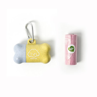 Distributeur de sacs à déjections canines en forme d'os avec mousqueton, design simple et portable, sacs biodégradables et imperméables pour animaux de compagnie en extérieur