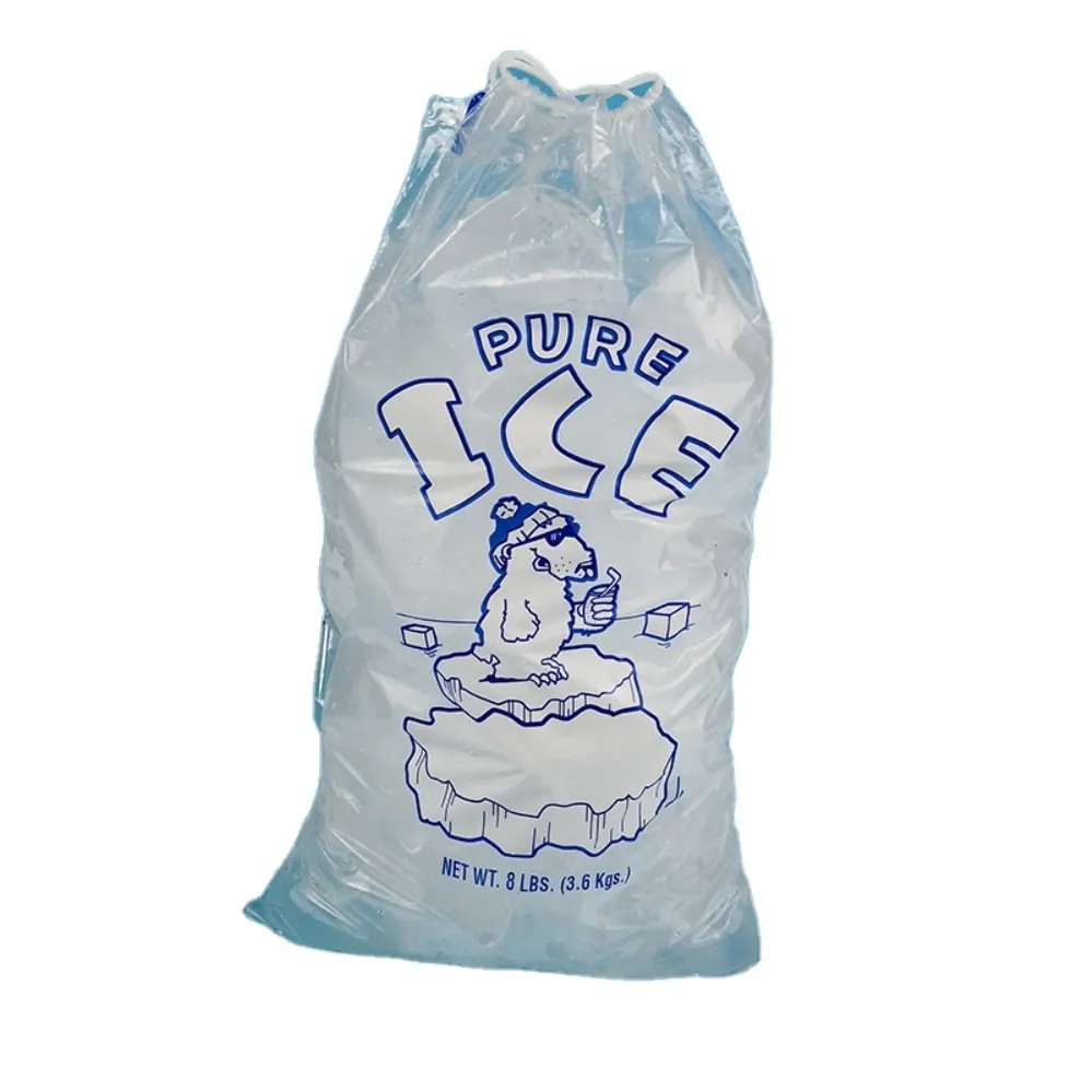 Disposable Drawstring Custom Ice Bag Plastic Ice Packing Bags with Custom Logo Printed