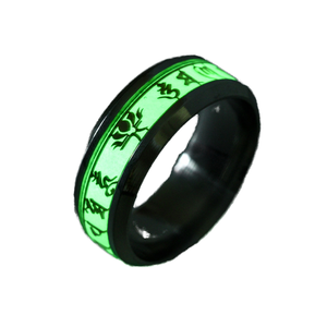 <strong>Finger</strong> <strong>Ring</strong> Buddhist Men Luminous Stainless Steel <strong>Rings</strong> Glow in the Dark <strong>Ring</strong> - Product Image 1