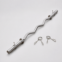 Barre de musculation incurvée AUGER Olympic EZ de 2 pouces en acier chromé avec colliers à ressort pour biceps, triceps et musculation