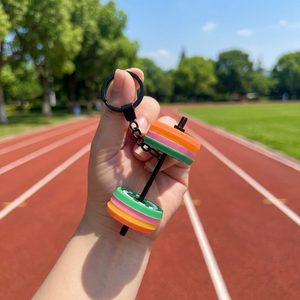 Creative Mini Fitness Barbell Gym Keychain Couple Sports Model Car <b>Bag</b> <b>Charm</b> Gift Lightweight Fashion <b>bag</b> <b>charm</b> - Product Image 1