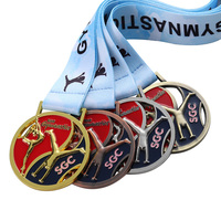 Médailles de gymnastique 3D émaillées multi-couleurs en alliage de zinc, creuses et personnalisées, pour jeunes filles, souvenir sportif