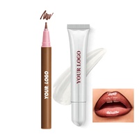 Ensemble de crayons à lèvres bio vegan Your Logo, baume à lèvres, huile, combo teinté, peptide, définition, lèvres pulpeuses, sans cruauté, rose, tube souple
