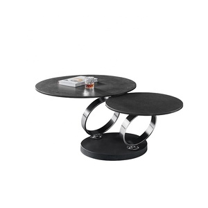 طاولة قهوة سيراميك مستديرة فاخرة بسيطة خفيفة الجانب عدد قليل من خزائن التلفزيون مزيج من طاولة قهوة صغيرة لغرفة المعيشة - Product Image 1