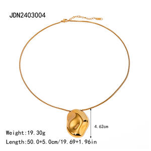 Yeni varış moda takı uzun altın damlacık Oval kolye kolye Metal parlak basit kazak zincir kolye kolye - Product Image 6