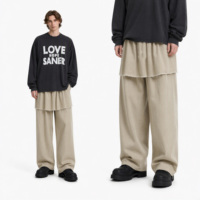 Pantalon baggy vintage pour homme, taille haute, coupe ample, jambe extra large, longueur ras du sol, avec braguette boutonnée, pour le streetwear et le quotidien