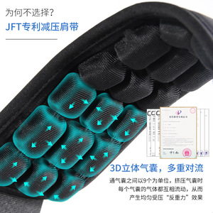 JFT Decompression <b>Shoulder</b> <b>Strap</b> For Crossbody Bag Breathable Shock Absorbing Adjustable Width Black - Product Image 2