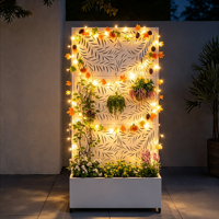 Boîte à fleurs surélevée en aluminium avec lumières LED intégrées, design personnalisé, décoration de Thanksgiving, protection anti-rouille et de la vie privée pour jardin