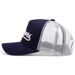 Casquette de baseball classique personnalisée en maille respirante pour la vente en gros, casquette de camionneur en mousse à 5 panneaux avec logo brodé 3D personnalisé - Product Image 4