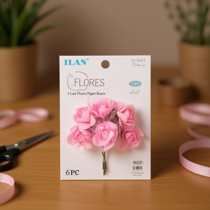 Ilan Flores Rose di Carta 78mm 6 Pezzi Decorazioni Artigianali - Product Image 3