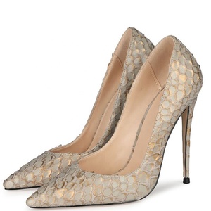 Western Style Women High-heeled Stiletto Dress Shoes Young Girls Figure of Fish Scale Big Size 47 Ladies Pointed Toe on - Product Image 3