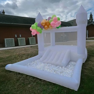 Château gonflable blanc avec fosse à balles et toboggan, mini château gonflable <span class=keywords><strong>pour</strong></span> enfants et adultes avec souffleur d'air - Product Image 2