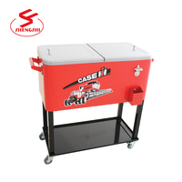 Glacière à glace de patio en métal 80QT, chariot à boissons, boîte sur roulettes