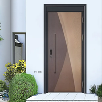 Puerta de Entrada Antirrobo de Acero Galvanizado Moderna Personalizada de Fábrica, Núcleo de Panal de Aluminio de Alta Densidad, Aislamiento Acústico, Impermeable
