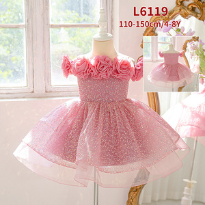 <span class=keywords><strong>Robe</strong></span> de demoiselle d'honneur rose à fleurs MQATZ, en <span class=keywords><strong>tulle</strong></span> scintillant, avec col en forme de rose, parfaite pour les fêtes d'anniversaire, les concours de beauté, les mariages, les princesses L6119 - Product Image 2
