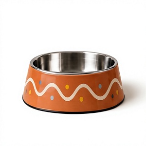 Tazón para Mascotas con Diseño de Puntos Ondulados, Base Antideslizante, Color Naranja, para Perros y Gatos, Venta al Por Mayor, Suministros de Alimentación Modernos, OEM - Product Image 1