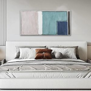 Yisxinoag khung trang trí tường bằng vải dầu nghệ thuật thủ công phong cảnh khung Teal màu xanh nhạt màu đỏ nâu nhạt trang trí phòng ngủ văn phòng hiện đại - Product Image 1