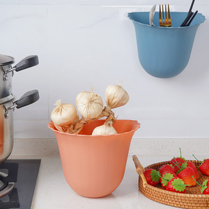 Wall Mounted <b>Kitchen</b> Trash Can Round <b>Plastic</b> No Drill Cabinet Door Hanging Indoor Waste Bin Green Pink Blue White Random Color - Product Image 2